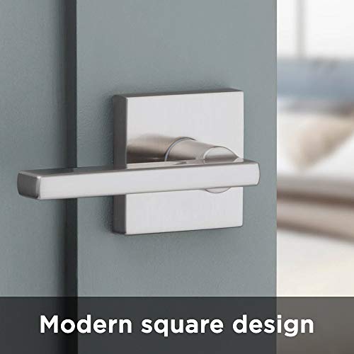 Kwikset Satin Nickel 91540-001 Halifax Door Handle Lever With Modern Contemporary Slim Square Design For Home Hallway Or Closet Passage #TOP6