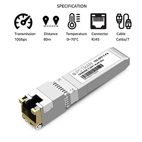 Image of 10GBASE-T SFP+ RJ45 Copper Transceiver Module Compatible with Palo Alto Networks PAN-SFP-Plus-T 10G SFP+ 30m Cat6a /7 4 Pack