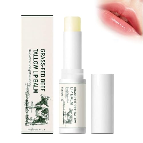 Bálsamo labial con rayo de carne de res, bálsamo de sebo de hierba orgánica, cuidado de los labios con rayo hidratante de carne de res, bálsamo labial de sebo hidratante (1pc)