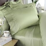 Grandeur Linens 800 Thread Count Four (4) Piece Queen Size Sage Solid Bed Sheet Set, 100% Egyptian C