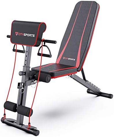 CITYSPORTS Folding Weight Bench, Folding Weight Bench with 7 Adju...