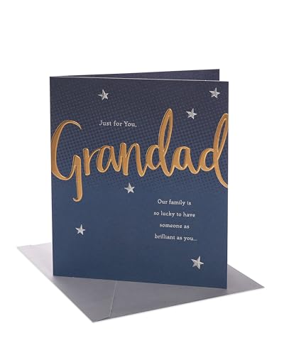 UK Greetings | Birthday Card for Grandad | Happy Birthday Gifts | Him Boys Men | Gold Text Design | With Envelope | 165 x 190 mm