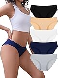 VOENXE Slip Donna Senza Cuciture Mutande Microfibra Taglio Laser Vita Bassa Mutandine Invisibili Mutanda Seamless Microfiber Women Bikini Underwear Low Rise Elastiche Brasiliana Pacco da 5