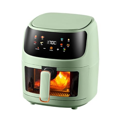 Freidora De Aire Visible Inteligente, Horno De 6L Con Circulación De Aire Rápida, Multicocina Digital De 1350W, Para Cocinar Saludable Sin Aceite Y Bajo En Grasa,Green