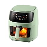 Smart Visible Air Fryers Oven 6L with Rapid Air Circulation,Digital 1350W Multicooker, Color Touchscreen,for Oil Free & Low Fat Healthy Cooking,Green
