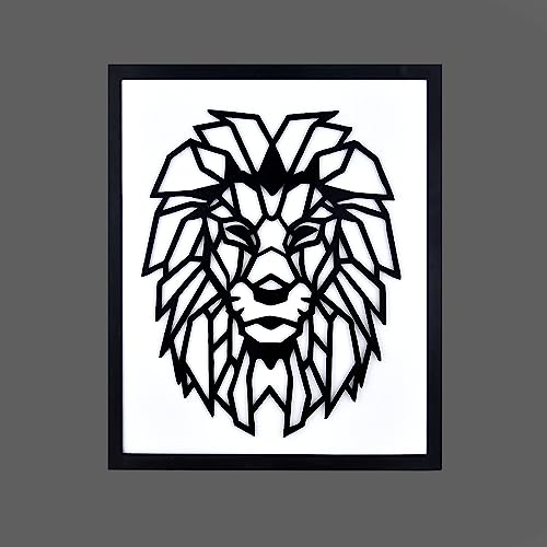 Image of METSY Stylish Stunning Wall Decor, Graphical Lion Face Art Black (60x50cm) - Perfect for Living Room, Kid's Room, Bedroom, Hallway | Metal Wall Art | Wall Decor Items with Attractive Looks