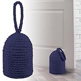 MorningRo Decorative Door Stop Rope Door Stop with Handle 4.72 ''d x 11.42''h 5.4lb Heavy Weight Stoppers for Window Wedge Bookend Home Wedge to Keep Open(Navy Blue,1 Pcs)