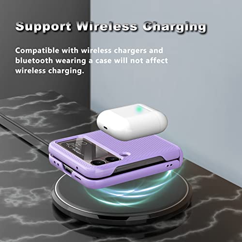 Vihibii Galaxy Z Flip 3 Case With Hinge Protection & Camera Screen Protector - Slim, Non-Slip, Lightweight, 5G-Compatible (Purple) #TOP3