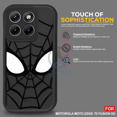 Image of AESTMO Back Case Cover for Mototola Moto Edge 70 Fusion 5G Cover | Spidey Face Mask Design | Silicone Case | Full Body Protection | Camera Protection Back Cover (Black)