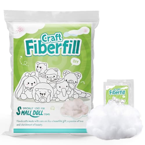 Fedmut Polyfill Stuffing, 1.76oz/50g Premium Polyester Fiber Fill, High Resilience Fiberfill Stuffing for Stuffed Small Animals, Small Dolls Crochet Handicraft (Small Pack)
