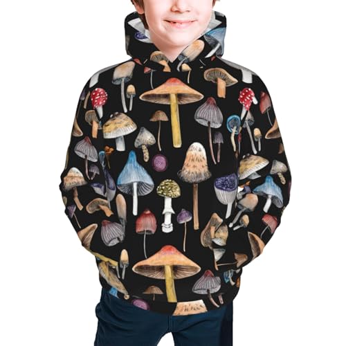 Mushrooms and Skull Kid Hoodies Boys Sweatshirts Girls Pullover with Pocket3