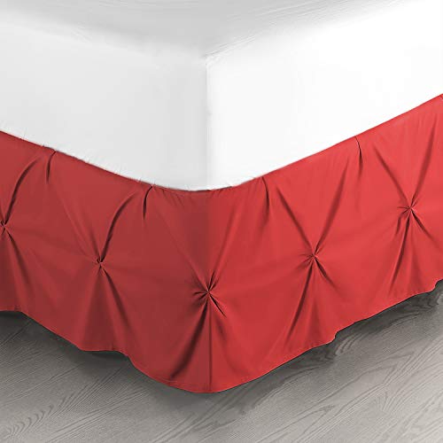 Image of Nestl Red Microfiber Full Bed Skirt, Pinch Pleat, 54' x 75' x 14', Hotel Quality, Easy Care