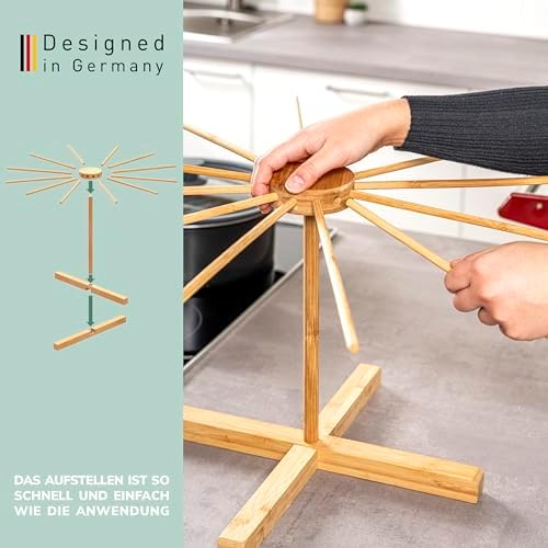 bremermann Bamboo Pasta Dryer - Pasta Stand for Homemade Pasta, Foldable, Pasta Dryer