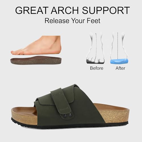 Image of Centrino Mens Cushion Sliders /Slippers| | Open Toe Design |Berkin-Style Slip-On Sandals | Lightweight & Comfortable | Arch Support | On-Grip Sole | Casual Outdoor Wear (6865)