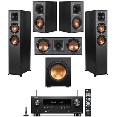 Klipsch Reference 5.1 Home Theater System with 2X R-625FA Floorstanding Speaker, R-12SW Subwoofer, R-52C Center Channel, R-41M Bookshelf Speaker and Denon AVR-S770H 7.2-Channel 8K Network AV Receiver