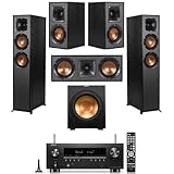 Klipsch Reference 5.1 Home Theater System with 2X R-625FA Floorstanding Speaker, R-12SW Subwoofer, R-52C Center Channel, R-41M Bookshelf Speaker and Denon AVR-S970H 7.2-Channel 8K Network AV Receiver