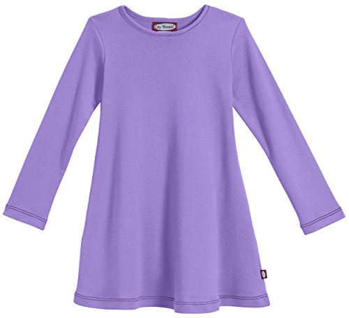 City Threads Girls' Cotton Long Sleeve Dress for School Party Dress Play Base Layer for Sensitive Skin SPD Sensory Friendly, Deep Purple, 8