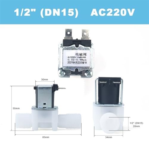 Électrovanne plastique 1/2 DN15 220VAC pour contrôle d'eau de machine à laver - 3