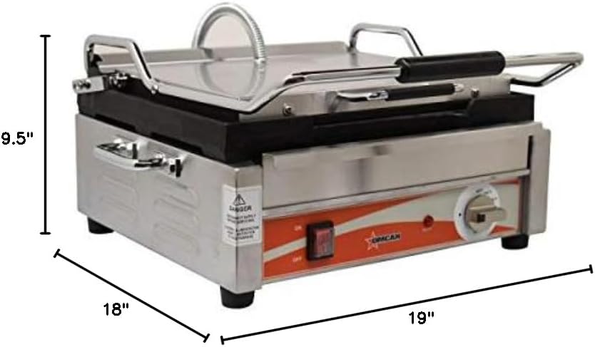 1800-WATT SINGLE PANINI GRILL WITH GROOVED TOP AND BOTTOM GRILL SURFACE