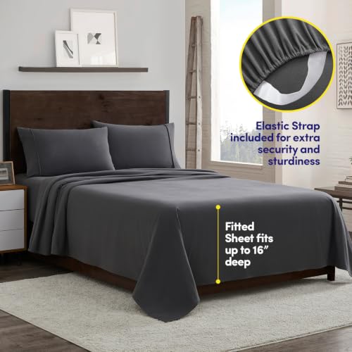 Image of Flannel Sheets Warm and Cozy Deep Pocket Breathable All Season Bedding Set with Fitted, Flat and Pillowcases, Twin, Gray