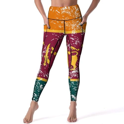 Sri Lanka Vintage Flag High Waist Yoga Leggings XL