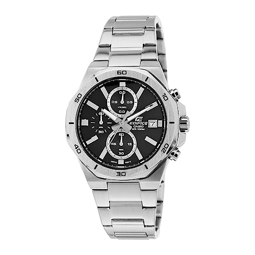 Image of Casio Edifice EFV-640D-1AVUDF Black Analog Dial Silver Stainless Steel Band Men's Watch Chronograph 100M Water Resistant ED583