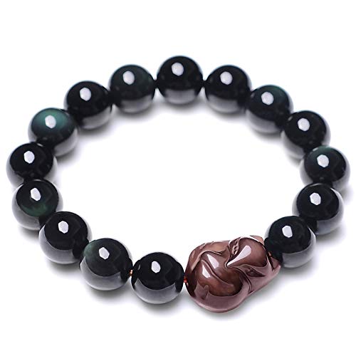 Pulsera de obsidiana natural en caja de regalo para fechas especiales