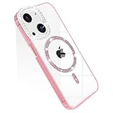 YUYIB スマホケース 対応 iPhone15 クリア ケース 透明 きらきら ブリンブリン 衝撃吸収 かわいい キラキラ 女性 人気 キャラクター ワイヤレス充電対応 おしゃれ アイフォン15 6.1" 携帯カバー (ピンク, iPhone 15)