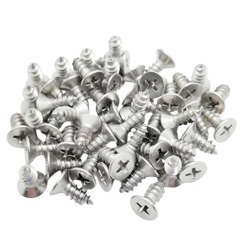 M5 Stainless Steel Screws 16mm, Self Tapping Flat Countersunk Head Wood Screw, Hardware Fasteners, Pack of 50