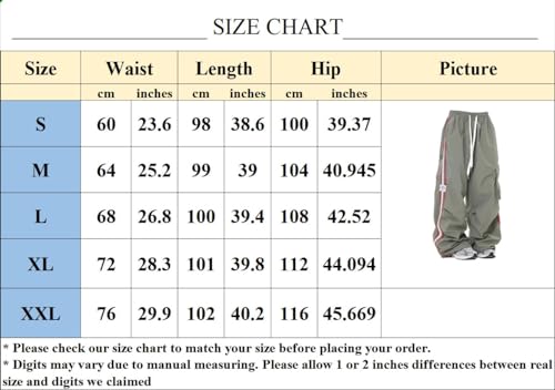 FCOOLYEET Calça feminina Y2k Track Y2k roupa de moletom folgada calça jogger gótica paraquedas para