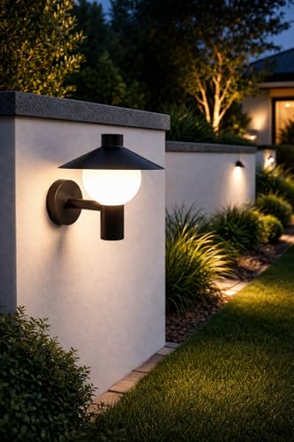 Image of FILLISKA LED Wall Light, 12 Watt, Indoor /Outdoor, Warm White, IP-65 Rated (Blact Hat-088)