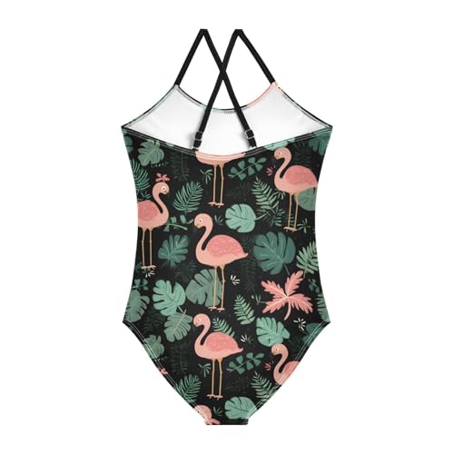 Flamingo Cute Leaf Girls One Piece Swimsuits Summer Quick Dry Beach Bathing Suit2