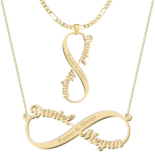 Personalized Gold Infinity Name Necklace with Heart Beautiful Arrow Anchor Compass Mountain Constellation ​Forever Love Pendant Jewelry Best Birthday Gift Ideas for Women Girls Mother Daughter Friendship