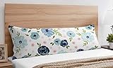 Sweet Jojo Designs Navy Blue and Pink Watercolor Floral Body Pillow Case Cover (Pillow Not Included) - Blush, Green and White Shabby Chic Rose Flower Polka Dot