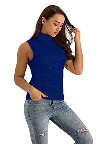 Image of Spicy Sandia Women Stretchable Turtleneck Knit Sleeveless Slim Fit Sweater