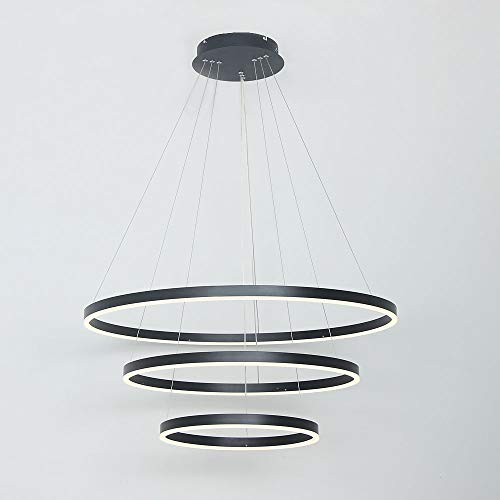 Plafonnier LED cercle suspension 3 anneaux acrylique luminaire luxe pour salon