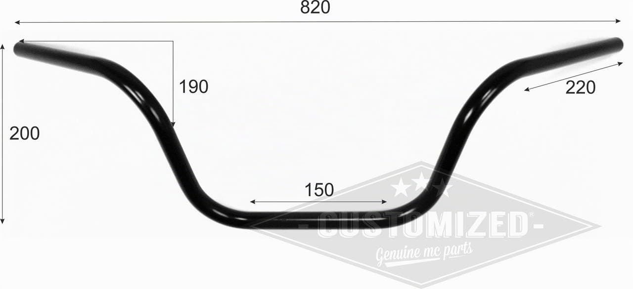 Manubrio universale Ape Hanger 7/8 pollici (22mm) 22cm nero