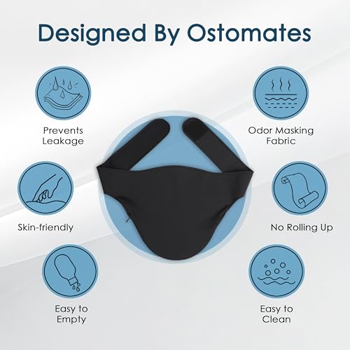 wearwan Ostomy Belt | Leak & Odor Protection | Abdomen Ostomy Bag Covers for Men and Women | Sports and Daily Life | Size M, Black