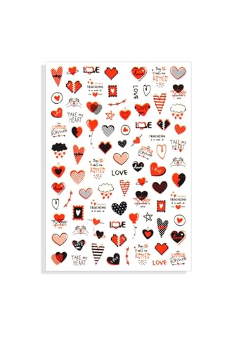 Nail Art Tırnak Süsleme Sticker Tırnak Dövmesi Tırnak Tattoo Kırmızı- Siyah