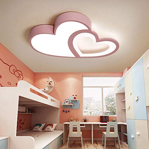 A.1.Coo Lampe De Plafond Lumière LED Modern luminaire Forme Coeur lustres Dimmable avec Télécommande Acrylique Abat-Jour Plafonniers pour Les Enfants Chambre d'enfants Salon Plafond Rose Lampe