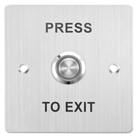 Push to Exit Button，Stainless Steel Door Bell Type Round Request to Exit Button Standard Size for Door Access Control With LED Light NC COM and NO Output (Push to Exit Button_01) Cover