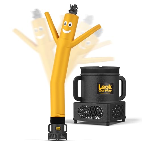 Image of LookOurWay Air Dancers Wacky Waving Inflatable Tube Guy - 7ft Tall Inflatable Advertising Waving Dancing Man with Sky Dancer Blower - Yellow