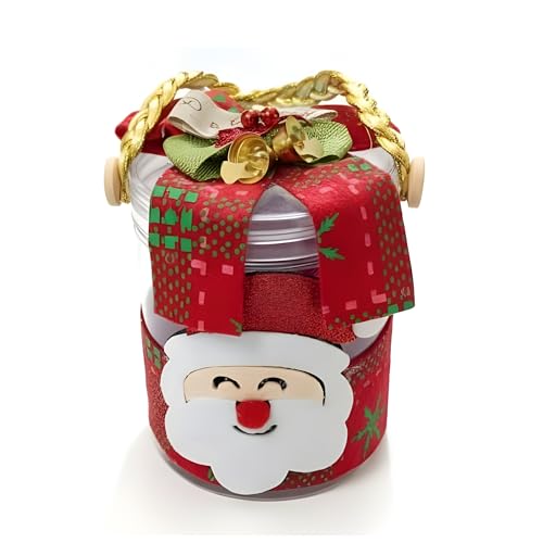 Image of Crackles Christmas Party Decoration Jar with Santa & Snowman Face | Decorative Storage Jar for Gifts for Candies & Party Decor | Xmas Decoration Item Pack of 1