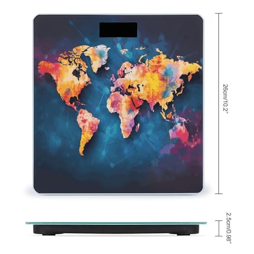 Báscula digital de baño con plataforma amplia y diseño mapa mundial miniatura 2