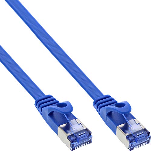 Preisvergleich Produktbild InLine 71801B Patchkabel flach, U / FTP, Cat.6A, blau, 1m