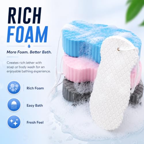 Image of Super Soft Bath Sponge Scrubber Pack of 2 | Premium Bath Loofah for Men, Women & Kids | Rich Foam Body Scrubber for Deep Cleansing, Gentle Exfoliation & Dead Skin Removal | Quick Dry | Surprise Colors