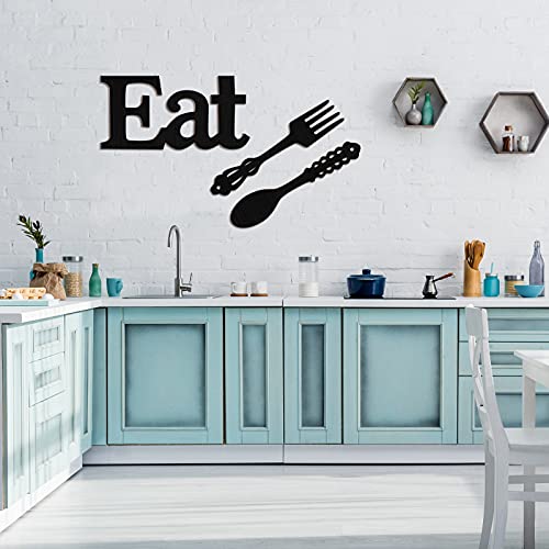 Jetec Set of Eat Sign, Fork and Spoon Wall Decor, Rustic Wood Decoration, Cute Eat Letters for Kitchen and Home, Decorative Hanging Wooden Letters, Country Wall Art for Room(Black) - Image 6