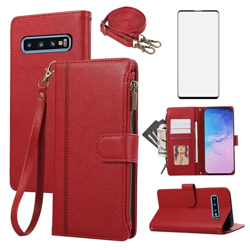 Étui Samsung Galaxy S10 fermeture éclair dragonne protection écran verre trempé