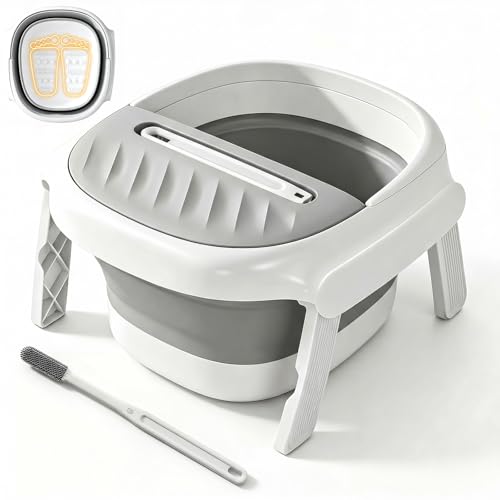 Bañera plegable para pies con cepillo y tapa aislante miniatura 1