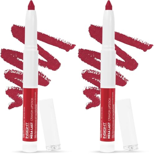 Image of INSIGHT Mega Last Crayon Lipstick | Matte Finish | Non-Transferable formula | Intense Color Pay off | 2in1 Formula |Water-Resistant | Built Sharpener-Shade 07 (Pack of 2)